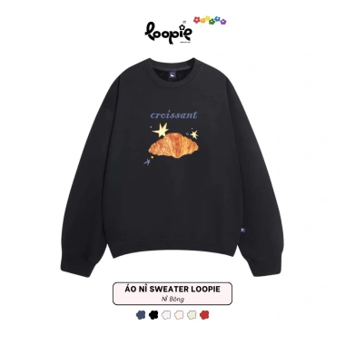 Áo Sweater Bánh Sừng Bò Loopie Club Nỉ Lông Cáo - Tết 2.026 Giá 145k Giao Ngay