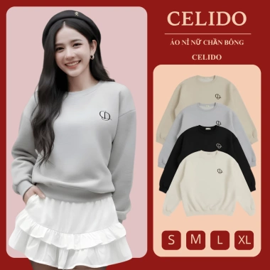 Áo Sweater CELIDO Thêu Boxy Nỉ 2 Da, Form Rộng Tay Lỡ, Cao Cấp Diện Tết 2.026 Siêu Xịn