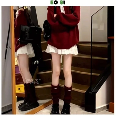 Áo Sweater Đỏ Lệch Vai Thắt Nơ Chân Váy Xoè Tầng Noel Tết HOAIANHSILE 25k