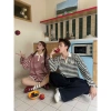 Áo sweater kẻ ngang tay dài cổ polo phong cách Hàn Quốc oversize nỉ mỏng - Giá 145k 4