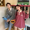 Áo sweater kẻ ngang tay dài cổ polo phong cách Hàn Quốc oversize nỉ mỏng - Giá 145k 5