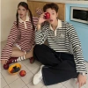 Áo sweater kẻ ngang tay dài cổ polo phong cách Hàn Quốc oversize nỉ mỏng - Giá 145k 7