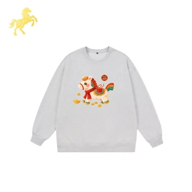Áo sweater nỉ bông cao cấp họa tiết ngựa lộc tài, ấm ám thoáng khí, form rộng unisex cho nam nữ - Tết 2.026 2