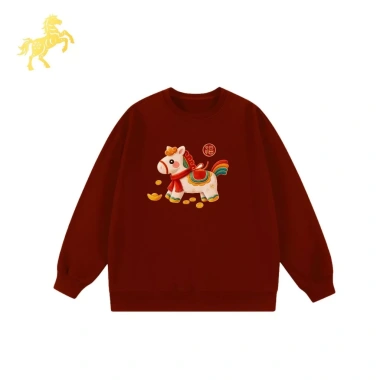 Áo sweater nỉ bông cao cấp họa tiết ngựa lộc tài, ấm ám thoáng khí, form rộng unisex cho nam nữ - Tết 2.026 5