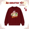 Áo Sweater Nỉ Bông Dày Dặn, Mềm Mịn - In Cảnh Tết Gia Đình Sum Vầy - Áo Tết 195k