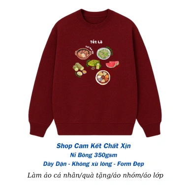 Áo Sweater Nỉ Bông Dày Dặn, Mềm Mịn - In Cảnh Tết Gia Đình Sum Vầy - Áo Tết 195k 8