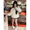 Áo Sweater Nỉ Bông Oversize Unisex Tay Bồng Form Rộng Xám Tiêu - In Chữ Đơn Giản, Giảm 20% 3