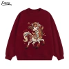 Áo sweater nữ đỏ mận unisex thu đông form rộng Năm Ngựa in hình áo tết fashion FOCUS 199k 10