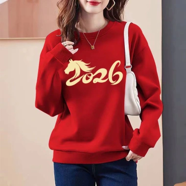 Áo sweater nữ form rộng tết 2.026 màu đỏ nỉ Salute - Giá 200.000đ