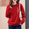 Áo sweater nữ form rộng tết 2.026 màu đỏ nỉ Salute - Giá 200.000đ 7