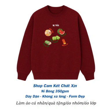Áo Sweater Tết 2.026 - Hình Món Ăn Truyền Thống, Nỉ Bông Dày Dặn, Mềm Mịn, Giá 195k 4 Áo Sweater Tết 2.026 - Hình Món Ăn Truyền Thống, Nỉ Bông Dày Dặn, Mềm Mịn, Giá 195k 4