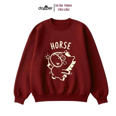 Áo Sweater Tết 2.026 Nỉ Bông Dày Ấm Áp In Hình Ngựa Đáng Yêu và Hộp Quà Tặng - Giá 225k