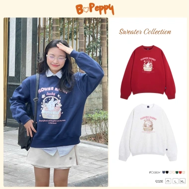 Áo Sweater Thỏ Giỏ Hoa BOPEPPY Nỉ Lông Cáo BP179 - Gen Z Giá 149k GIAO NGAY