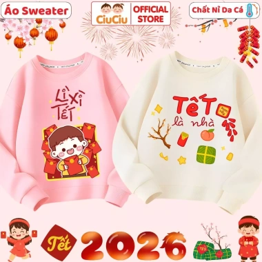 Áo Tết Bé 2.026 CIUCIU Sweater Vải Nỉ Da Cá - Happy New Year Giá 160k