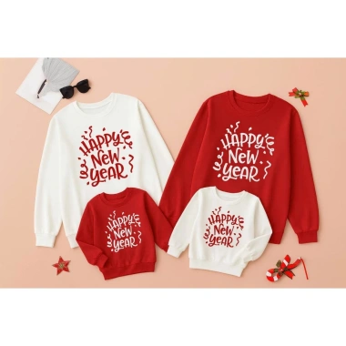 Áo tết Happy New Year 2.026 gia đình nỉ bông ấm áp, đồng phục Anh Nga đủ size, chỉ 30.000₫