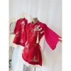 Áo thêu sen cá cổ nút tàu và váy tơ xếp ly xoè - Đầm Tết 44k ANNA T. BOUTIQUE 6