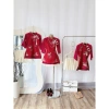 Áo thêu sen cá cổ nút tàu và váy tơ xếp ly xoè - Đầm Tết 44k ANNA T. BOUTIQUE 7