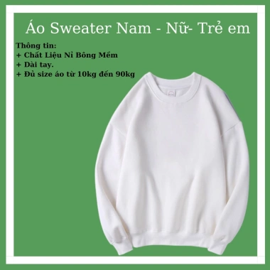 Áo Thu Đông Sweater Dài Tay Nam Nữ Trẻ Em Mẫu Trơn, Nỉ Lót Bông Mềm, Ấm Áp Ngày Tết - Giá 79.200 VND
