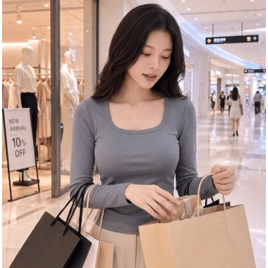 Áo Thun CELIDO Cổ Vuông Dài Tay Ôm Body Cotton Cao Cấp Co Giãn Tôn Dáng Sang Trọng Đón Tết 2.026 - Giảm Giá, Giá 57.820đ