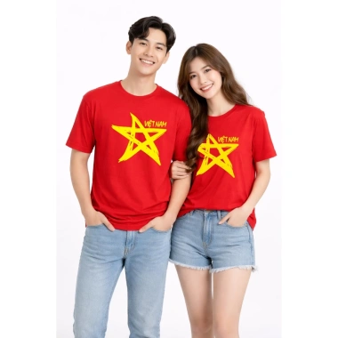 Áo thun Cờ Đỏ Sao Vàng Việt Nam – In to ngực, phom xuông, nam nữ, giảm còn 55k