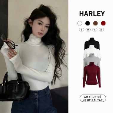 Áo Thun Cổ Lọ 8p Dài Tay Ôm Body Nữ Siêu Co Giãn Thun Tăm 4 Chiều Jusley A8 - Giá 59.000
