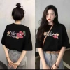 Áo thun cotton in hoa Memo style, form rộng, size 40‑65kg, giảm còn 130.000₫