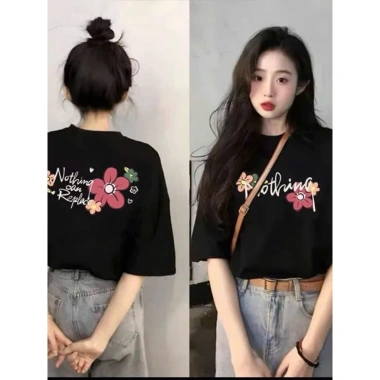Áo thun cotton in hoa Memo style, form rộng, size 40‑65kg, giảm còn 130.000₫