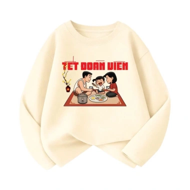 Áo thun dài tay Tết Đoàn Viên cotton co giãn mềm mại, gia đình, nhóm 8-97kg - 129k