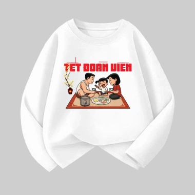 Áo thun dài tay Tết Đoàn Viên cotton co giãn mềm mại, gia đình, nhóm 8-97kg - 129k