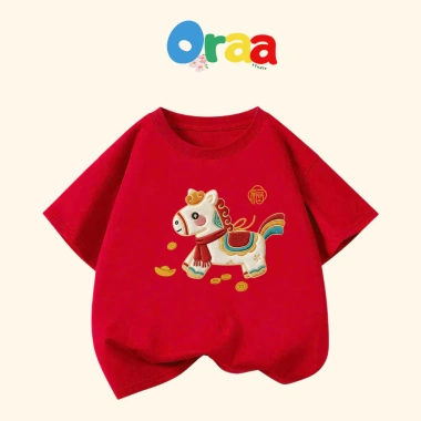 Áo thun gia đình Tết 2.026 CHÚ NGỰA VÀNG cotton 4 chiều mềm mịn mát - Oraa Studio (9kg-95kg)