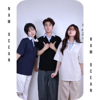 Áo Thun Layer Cổ Sơ Mi Unisex Nam Ocean - Form Rộng Hàn Quốc, Vải Umi M11, Giá 142k