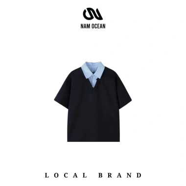 Áo Thun Layer Cổ Sơ Mi Unisex Nam Ocean - Form Rộng Hàn Quốc, Vải Umi M11, Giá 142k