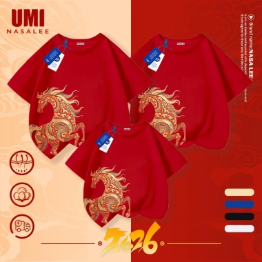 Áo thun NASA ngắn tay Kim Mã Nạp Phúc Tết Ngựa - Đồng phục gia đình 3, thoáng mát, giá 85.000₫