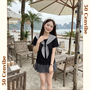 Áo thun nữ cổ nơ kẻ thuỷ thủ bigsize 45‑75kg Ullzzang 50Cents giảm giá 145k 6 Áo thun nữ cổ nơ kẻ thuỷ thủ bigsize 45‑75kg Ullzzang 50Cents giảm giá 145k 6
