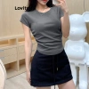 Áo Thun Nữ Lovito Nhún Bèo Trơn Mùa Hè Xuân Nhiều Màu - Giá Chỉ 80k 3