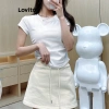 Áo Thun Nữ Lovito Nhún Bèo Trơn Mùa Hè Xuân Nhiều Màu - Giá Chỉ 80k 5