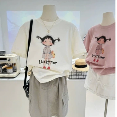 Áo thun nữ Menina cotton in hình thời trang ngắn tay cổ tròn dáng rộng giá 96.749đ