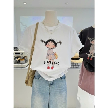 Áo thun nữ Menina cotton in hình thời trang ngắn tay cổ tròn dáng rộng giá 96.749đ