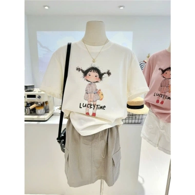 Áo thun nữ Menina cotton in hình thời trang ngắn tay cổ tròn dáng rộng giá 96.749đ