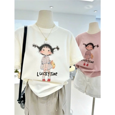 Áo thun nữ Menina cotton in hình thời trang ngắn tay cổ tròn dáng rộng giá 96.749đ