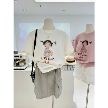 Áo thun nữ Menina cotton in hình thời trang ngắn tay cổ tròn dáng rộng giá 96.749đ