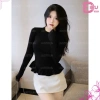 Áo Thun Nữ Tay Dài Cổ Tròn Ôm Body Phối Bèo Eo Nữ Tính - Peplum Borip Dày Dặn 69k 3