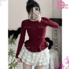 Áo Thun Nữ Tay Dài Cổ Tròn Ôm Body Phối Bèo Eo Nữ Tính - Peplum Borip Dày Dặn 69k 8