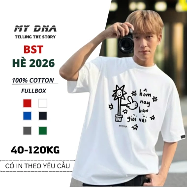 Áo thun phông Tết 2.026 bigsize 110kg cotton tay lỡ form rộng cặp đôi MY DNA
