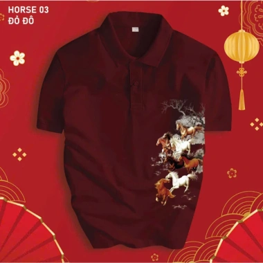 Áo Thun Polo Tết Nam Nữ HORSE03 - Cổ bẻ vải cá sấu, co giãn tốt, in sắc nét, phong cách trẻ trung, giá 115.400₫
