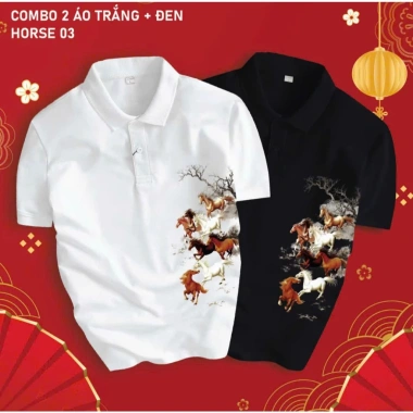Áo Thun Polo Tết Nam Nữ HORSE03 - Cổ bẻ vải cá sấu, co giãn tốt, in sắc nét, phong cách trẻ trung, giá 115.400₫