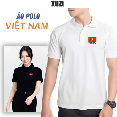 Áo thun polo Việt Nam XUZI, cổ bẻ, ngắn tay thể thao, vải cá xấu mềm mịn, cao cấp