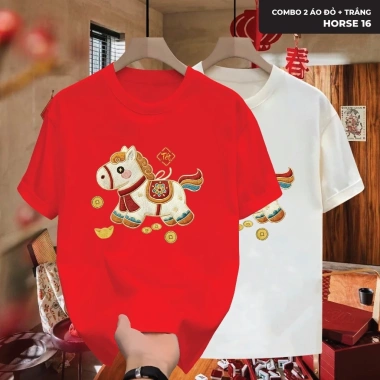 Áo Thun Tết 2.026 Cổ Tròn NGỰA TÀI LỘC HORSE Unisex Nam Nữ - Cotton mát, in đẹp, dễ mặc, giá 99.000₫ 2