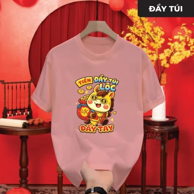 Áo thun TẾT 2.026 cổ tròn unisex đầy túi, co giãn tốt, in sắc nét, trẻ trung - 129k 4