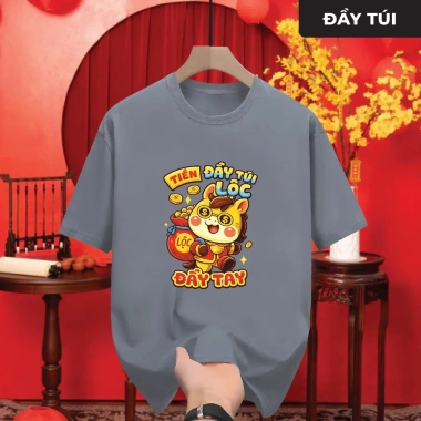 Áo thun TẾT 2.026 cổ tròn unisex đầy túi, co giãn tốt, in sắc nét, trẻ trung - 129k 5